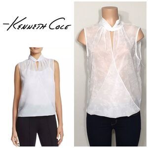 Kenneth Cole Crossover top in white splash. NWT